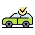 Car and checkmark icon color outline vector Royalty Free Stock Photo