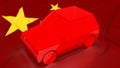 The car on china flag for Business or transport concept 3d rendering