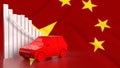 The car on china flag for Business or transport concept 3d rendering