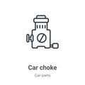 Car choke outline vector icon. Thin line black car choke icon, flat vector simple element illustration from editable car parts