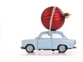 Car with christmas ball Royalty Free Stock Photo