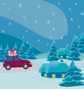 Car with christmas gift box Royalty Free Stock Photo