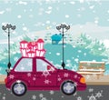 Car with christmas gift box Royalty Free Stock Photo