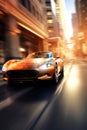 A car in city, motion Blur, cinematic, ultrafine detail