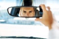 Close up of a rearview mirror Royalty Free Stock Photo