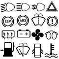 Car cluster dashboard symbols vector