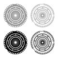 Car clutch basket cover cohesion transmission auto part plate kit repair service set icon grey black color vector illustration