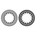 Car clutch plate line and glyph icon. Car disc vector illustration isolated on white. Automobile rim outline style
