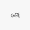 Car CO2 emissions icon sticker isolated on gray background