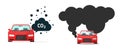 Car co2 exhaust emission icon vector or vehicle auto carbon dioxide gas smoke cloud pollution flat cartoon illustration, concept Royalty Free Stock Photo