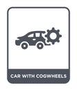 car with cogwheels icon in trendy design style. car with cogwheels icon isolated on white background. car with cogwheels vector