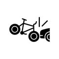 Car collision with cyclist black glyph icon Royalty Free Stock Photo