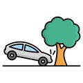 Car collision with tree Isolated Vector icon that can be easily modified or edited