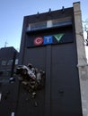 Car coming out of the side of CTV building in Toronto
