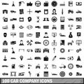 100 car company icons set, simple style Royalty Free Stock Photo