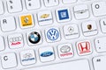 Car company logos like Mercedes, GM, VW, Porsche, Ford and Toyot