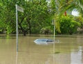 A car is almost completely submerged in the 2010-11 Brisbane floods Royalty Free Stock Photo