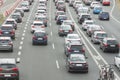 Car congestion at motorway toll collecting station