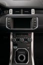 Car control panel. Interior detail. Vertical photo.