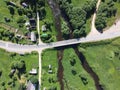 car country road aerial photo summer day Royalty Free Stock Photo