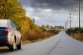 Car on country road lane Royalty Free Stock Photo