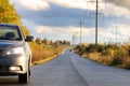 Car on country road lane Royalty Free Stock Photo