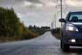 Car on country road lane Royalty Free Stock Photo