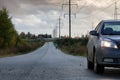 Car on country road lane Royalty Free Stock Photo