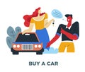 Car and couple, human need, couple and vehicle, material value