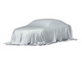 Car covered with a grey cloth Royalty Free Stock Photo