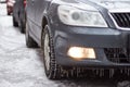 Car is covered icicles, snow and ice Royalty Free Stock Photo