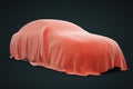 Car covered with red vail Royalty Free Stock Photo