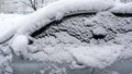 The car, covered with thick layer of snow. Negative consequence of heavy snowfalls. Royalty Free Stock Photo
