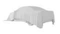 Car covered with a white cloth. 3D rendering Royalty Free Stock Photo