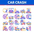 Car Crash Accident Collection Icons Set Vector