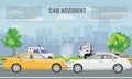 Car crash or accident concept illustration. Vector illustration for infographic template.