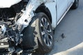 Car crash or accident. Front fender and light damage . Royalty Free Stock Photo