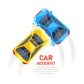 Car crash accident on road. Vector illustration Royalty Free Stock Photo