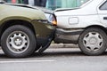 Car crash accident on street, damaged automobiles after collision in city Royalty Free Stock Photo