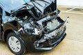 Car crash accident on street, damaged automobiles after collision in city. Royalty Free Stock Photo