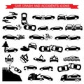 Car crash and accidents icons Royalty Free Stock Photo