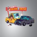 Car crash with alcohol can. Don`t Drink and drive concept - vec