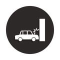 Car crash, auto crashes into the wall icon in badge style. One of Death collection icon can be used for UI, UX