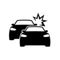 Car crash black icon white background 