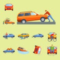 Car crash collision traffic insurance safety automobile emergency disaster and emergency disaster speed repair transport Royalty Free Stock Photo