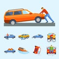 Car crash collision traffic insurance safety automobile emergency disaster and emergency disaster speed repair transport