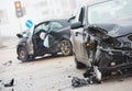 Car crash collision in urban street Royalty Free Stock Photo