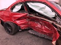 Major Car Crash Damage and Deployed Airbags Royalty Free Stock Photo