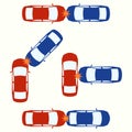 Car crash flat icon set. Top view of car accidents . Vector illustration Royalty Free Stock Photo