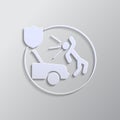 car, crash, human, insurance, icon, vector, insurable, fuse paper style. Grey color vector background- Paper style vector icon Royalty Free Stock Photo